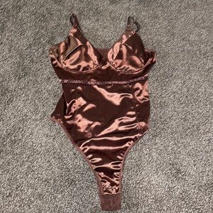 Brown silk bodysuit